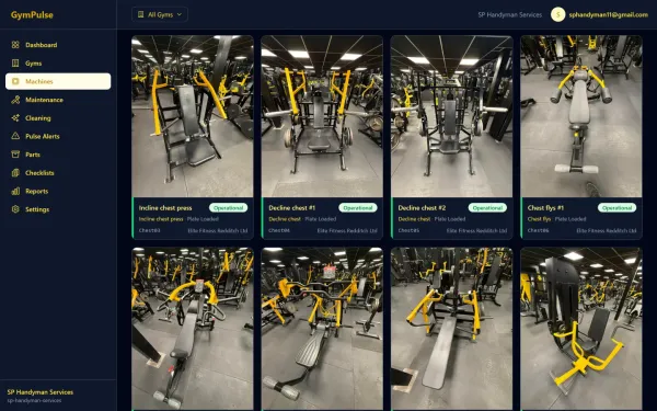 Machine inventory with photos and operational status