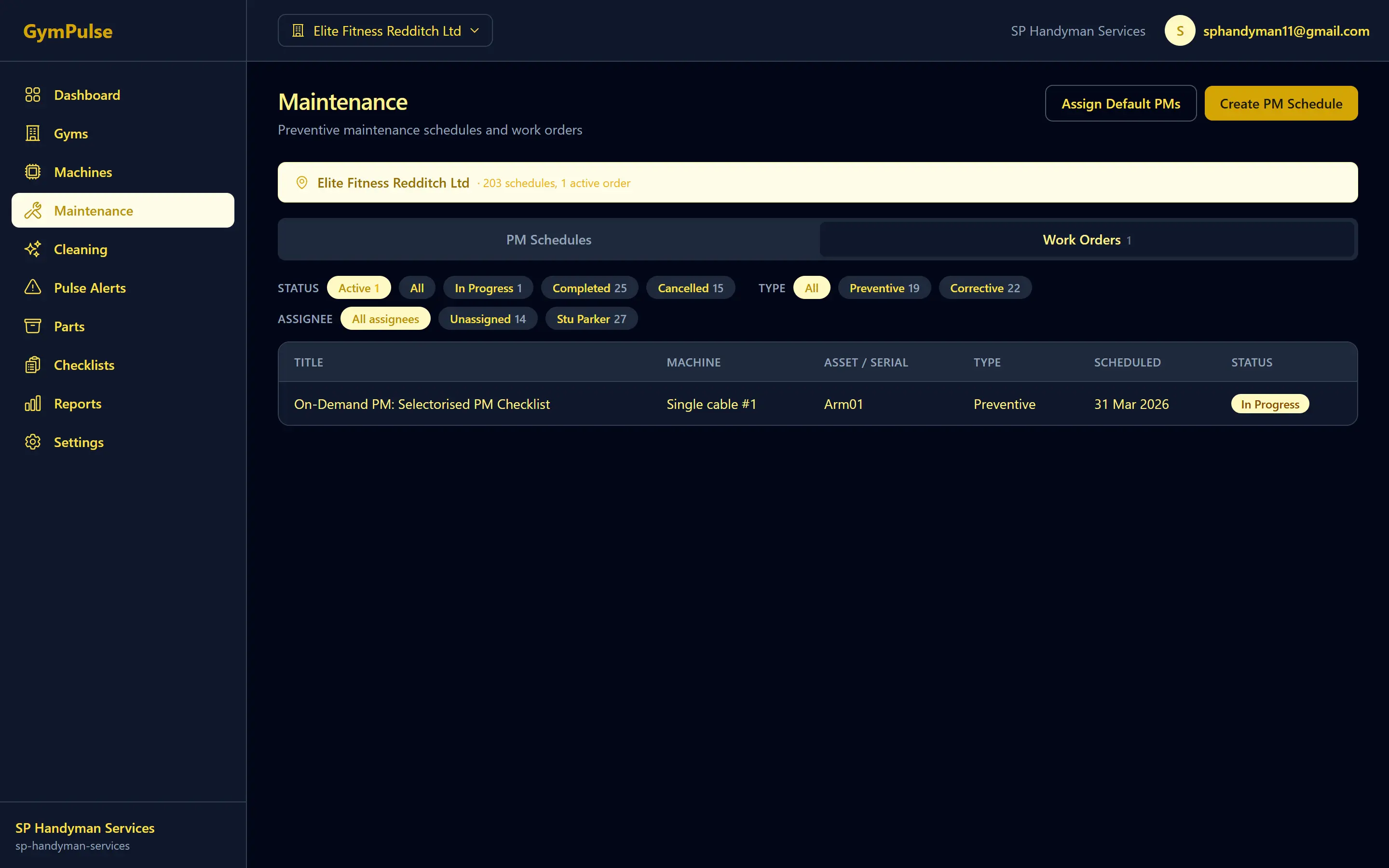 Maintenance work orders and scheduling view