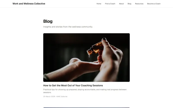 Blog and content publishing section