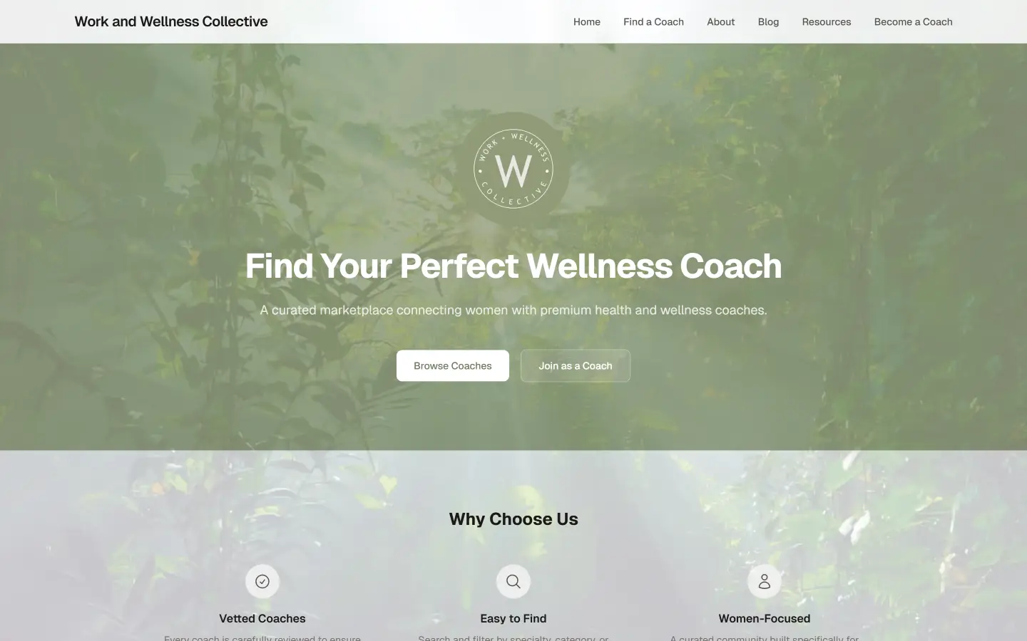 Work Wellness Collective homepage